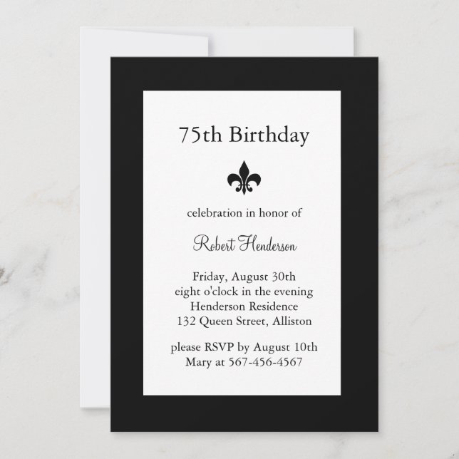 Fleur de Lise Birthday Invitation (Front)