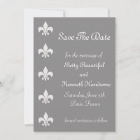 Fleur De Lise Save the Date in Smokey Greys