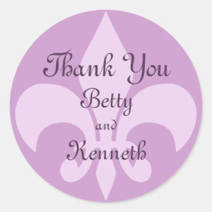Fleur de Lise Thank You Sticker in Lilacs
