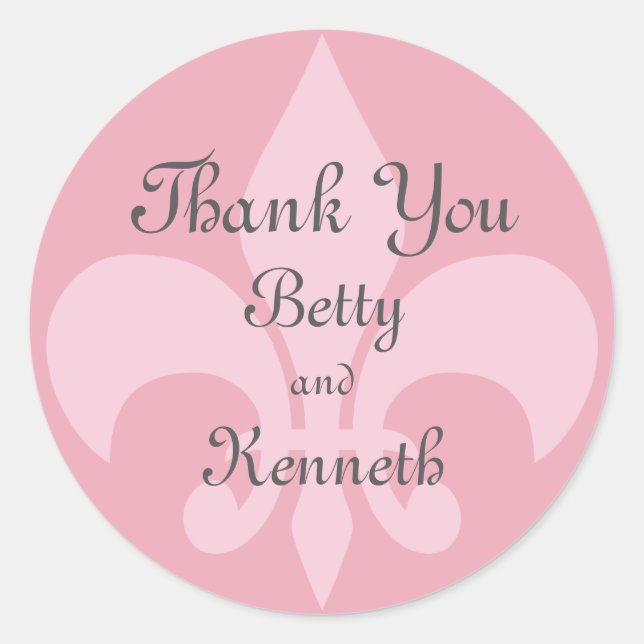 Fleur de Lise Thank You Sticker in Pretty Pinks (Front)