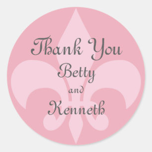Fleur de Lise Thank You Sticker in Pretty Pinks