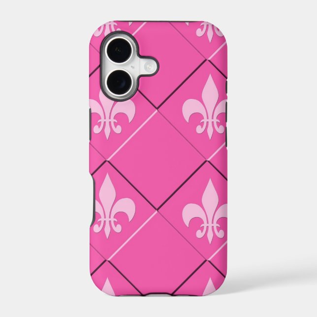 Fleur de lys and squares pink pattern (Back)