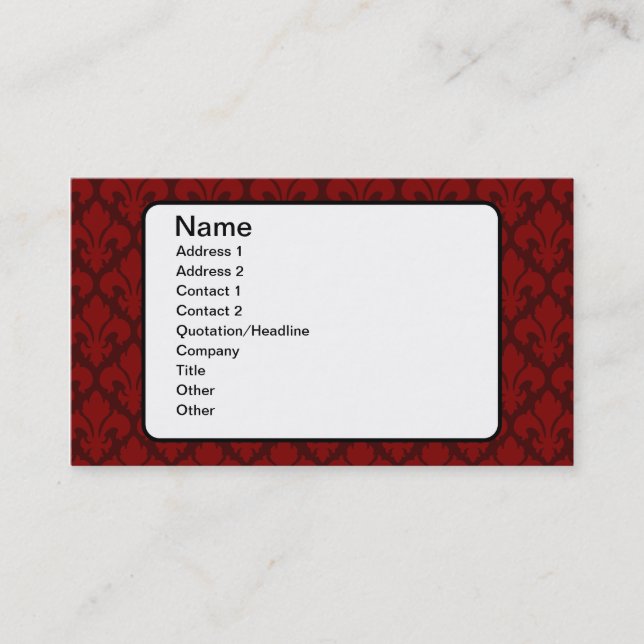 Fleur-de-Lys Deep Red Business Card (Front)