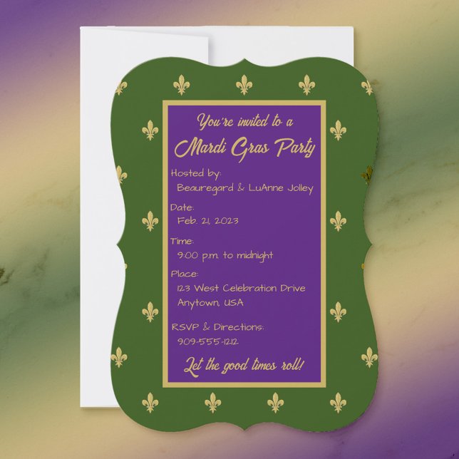 Fleur-de-lys Mardi Gras Party Invitation (Creator Uploaded)