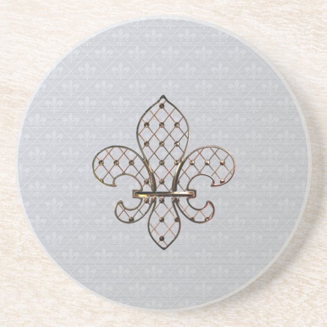 Fleur de Lys Pattern Sandstone Coaster (Front)