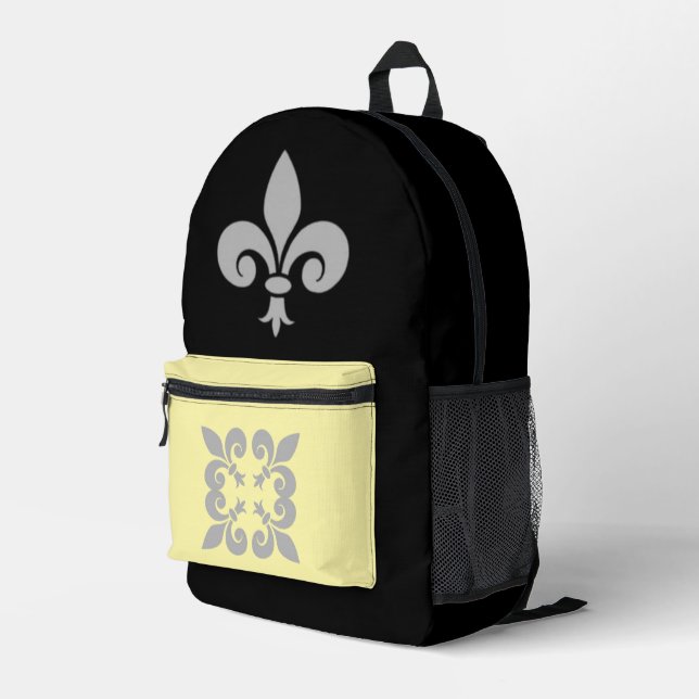 Fleur de Lys Printed Backpack (Back Corner Right)