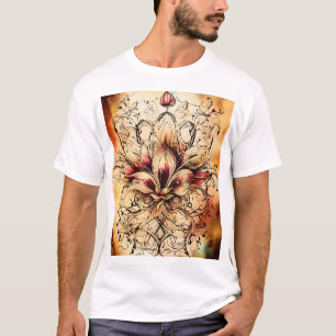 Fleur-de-Lys Tattoo in Abstract Watercolor Design T-Shirt