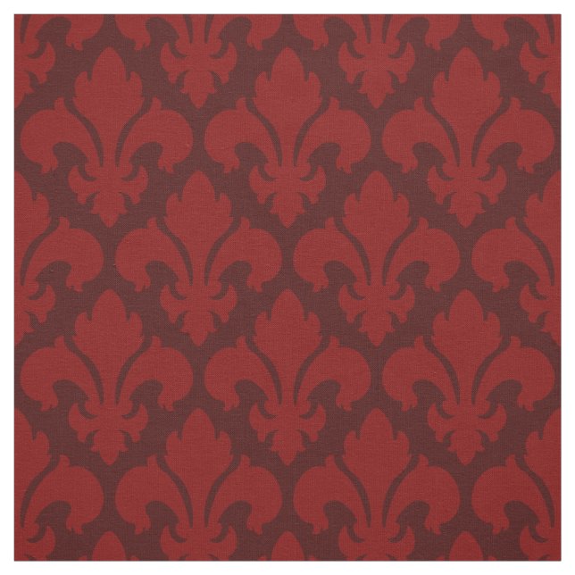 Fleur-de-lys Tiled Pattern Red Fabric (Swatch)