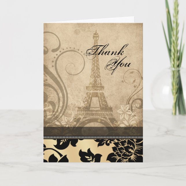 Fleur de Paris Eiffel Tower | sand Thank You Card (Front)