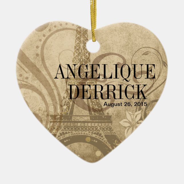 Fleur de Paris Eiffel Tower Wedding sand Ceramic Tree Decoration (Front)