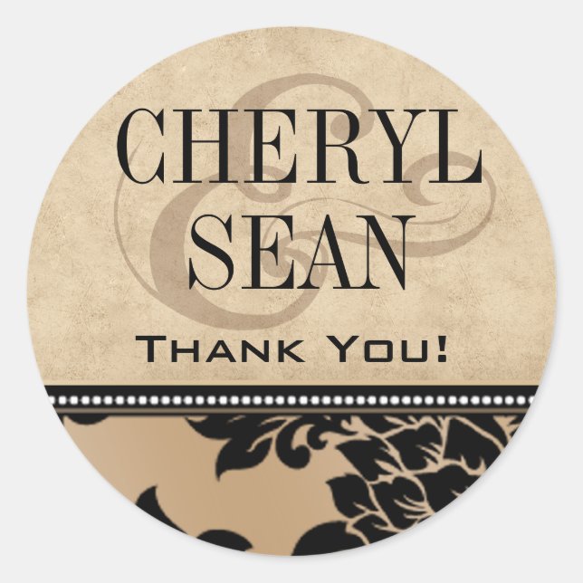 Fleur de Paris Thank You | sand Classic Round Sticker (Front)