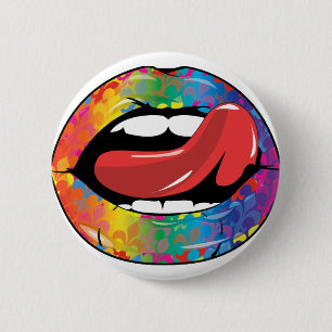 Fleur De Rainbow Licking Lips 6 Cm Round Badge