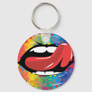 Fleur De Rainbow Licking Lips Key Ring