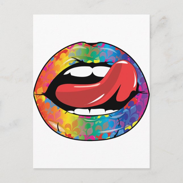 Fleur De Rainbow Licking Lips Postcard (Front)