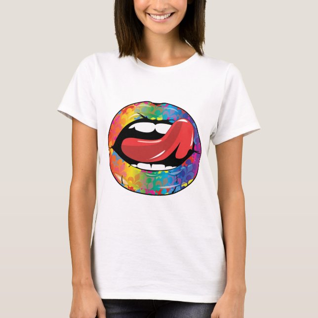 Fleur De Rainbow Licking Lips T-Shirt (Front)