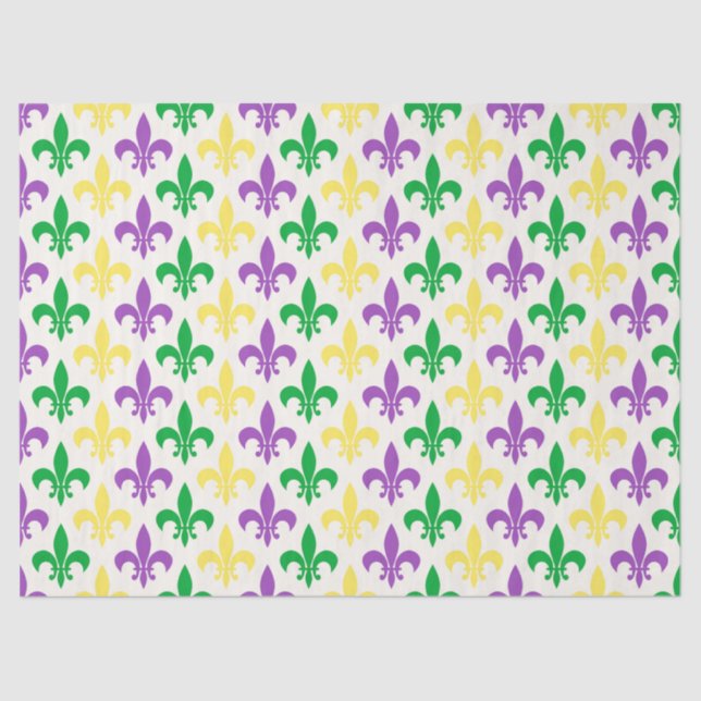 Fleur-di-lis in the colours of Mardi Gras Tissue Paper (Front)