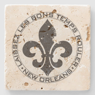Fleur di lis "Let the good times roll" Stone Coaster