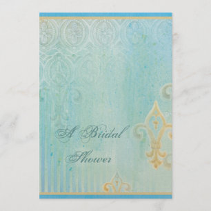 Fleur di Lys Damask 2 Blue - Wedding Invitation