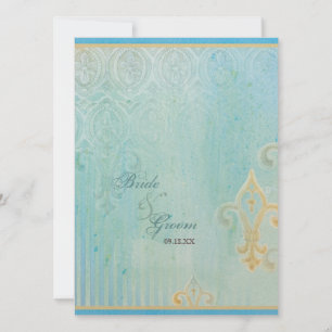 Fleur di Lys Damask 2 Blue - Wedding Invitation