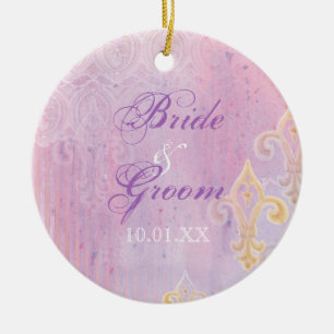 Fleur di Lys Damask 2 Blue - Wedding Ornament