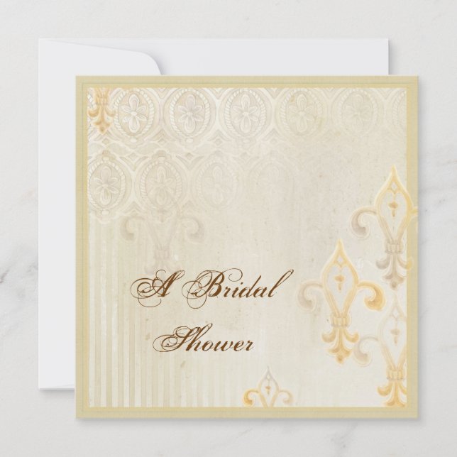 Fleur di Lys Damask 2 Cream - Wedding Invitation (Front)