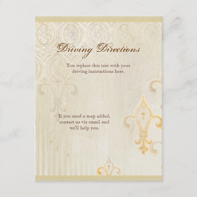 Fleur di Lys Damask 2 - Hotel Accommodations maps Enclosure Card (Front)