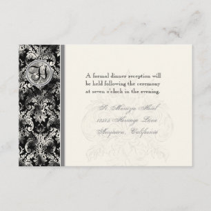 Fleur di Lys Damask - Black Reception Invitation