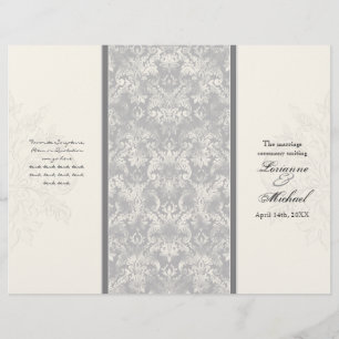 Fleur di Lys Damask - Grey Formal Wedding Program