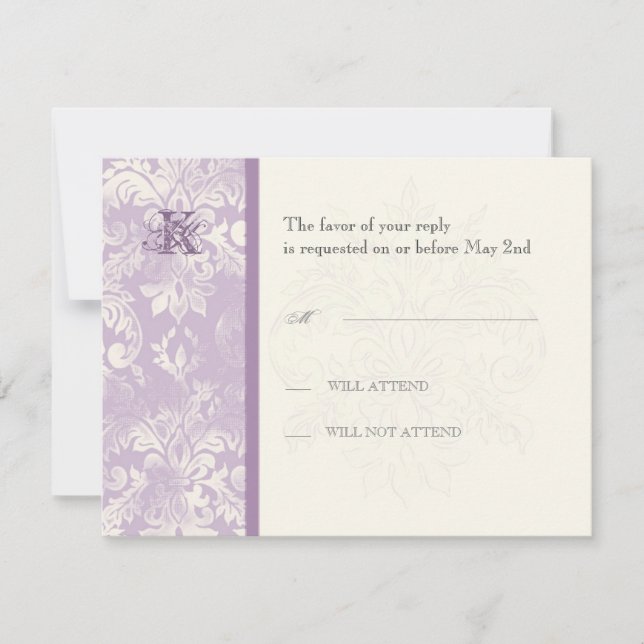Fleur di Lys Damask - Lilac Response Card (Front)