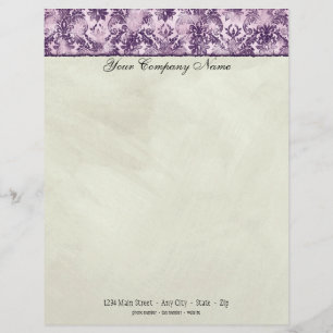 Fleur di Lys Damask Lilac Stationery Customised Letterhead