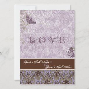 Fleur di Lys Damask - Purple Wedding Invitation