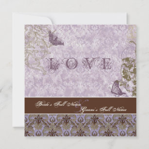 Fleur di Lys Damask - Purple Wedding Invitation