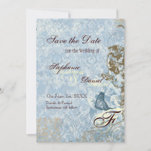 Fleur di Lys Damask - Save the Date Announcement