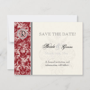 Fleur di Lys Damask - Wine Save the Date Card