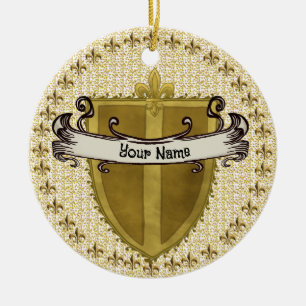 Fleur Family Crest Surname Ceramic Tree Decoration