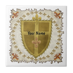 Fleur Family Crest Surname Tile