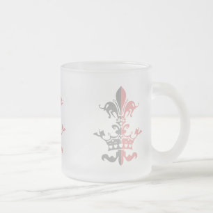 Fleur Heart Crown - Pink Frosted Glass Coffee Mug