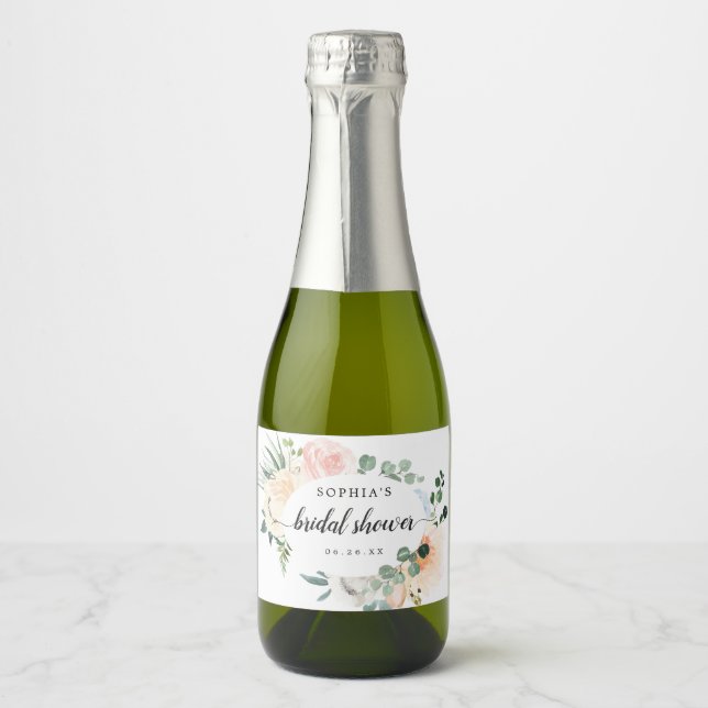Fleur Jolie Bridal Shower Sparkling Wine Labels (Front)