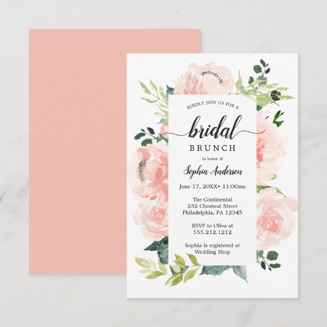 Fleur Jolie Pretty Floral Bridal Shower Invites (Front/Back)