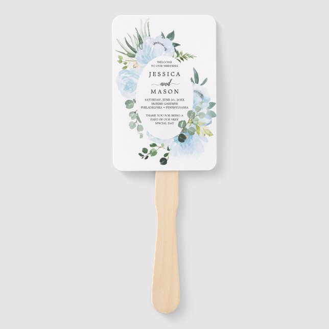 Fleur Jolie Watercolor Floral Wedding Program Fan (Front)