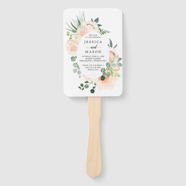 Fleur Jolie Watercolor Floral Wedding Program Fan (Front)