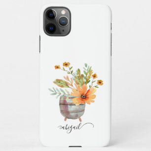 Fleur Sunrise Blush Watercolor Floral Custom Name iPhone 11Pro Max Case