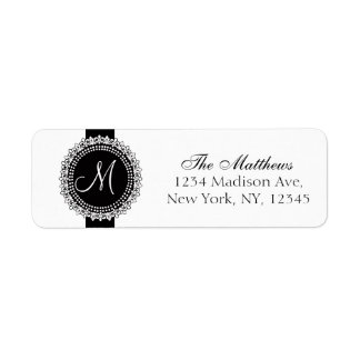 Fleurs de Lis Monogram Labels Black White