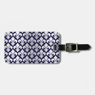 Fleurs-de-lys Silver and Blue Luggage Tag