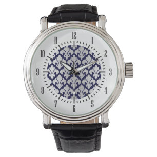 Fleurs-de-lys Silver and Blue Watch