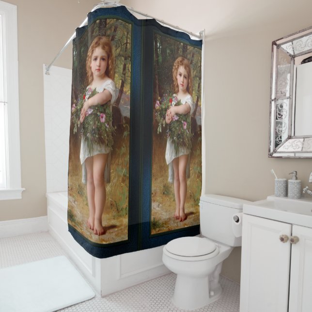 Fleurs De Printemps by William Bouguereau Shower Curtain (In Situ)