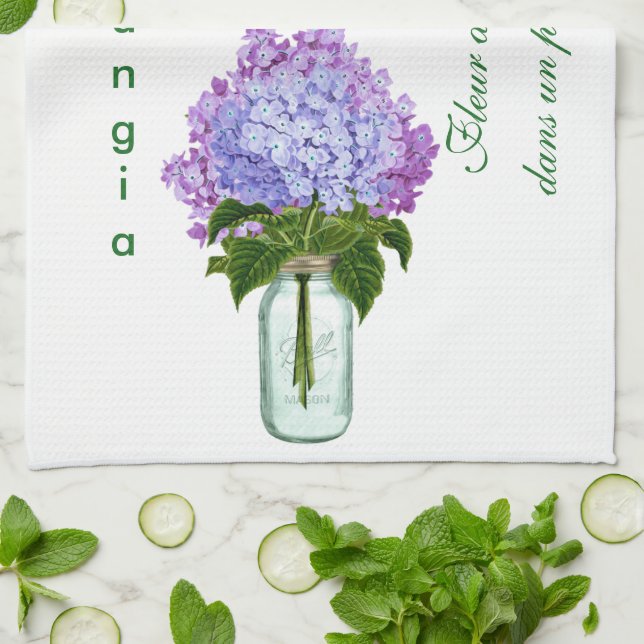 "Fleurs d'hortensia" Tea Towel (Folded)