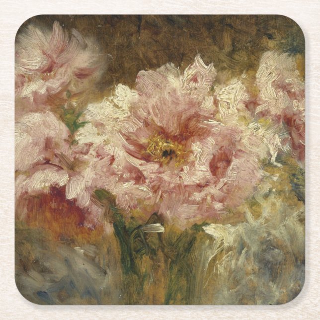 Fleurs – Félix Ziem Square Paper Coaster (Front)