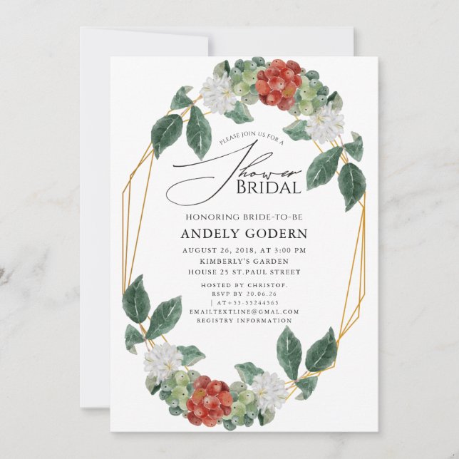 Fleurs Pastel Modern Bridal Shower Invitation (Front)