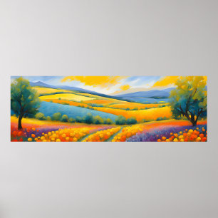 “Fleurs Tranquilles” Wide Landscape Provence Poster